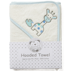 BW-120-022S: Baby Hooded Towel - Giraffe- Sky